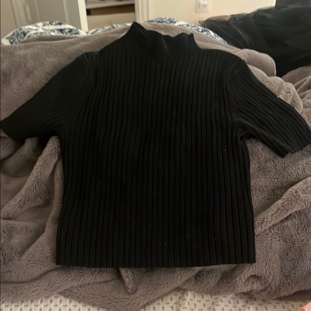 A New Day Black Ribbed Top